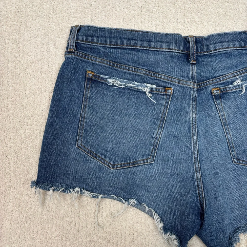 Abercrombie & Fitch Shorts 33‎ Blue The Mom Short High Rise Distressed Cutoff